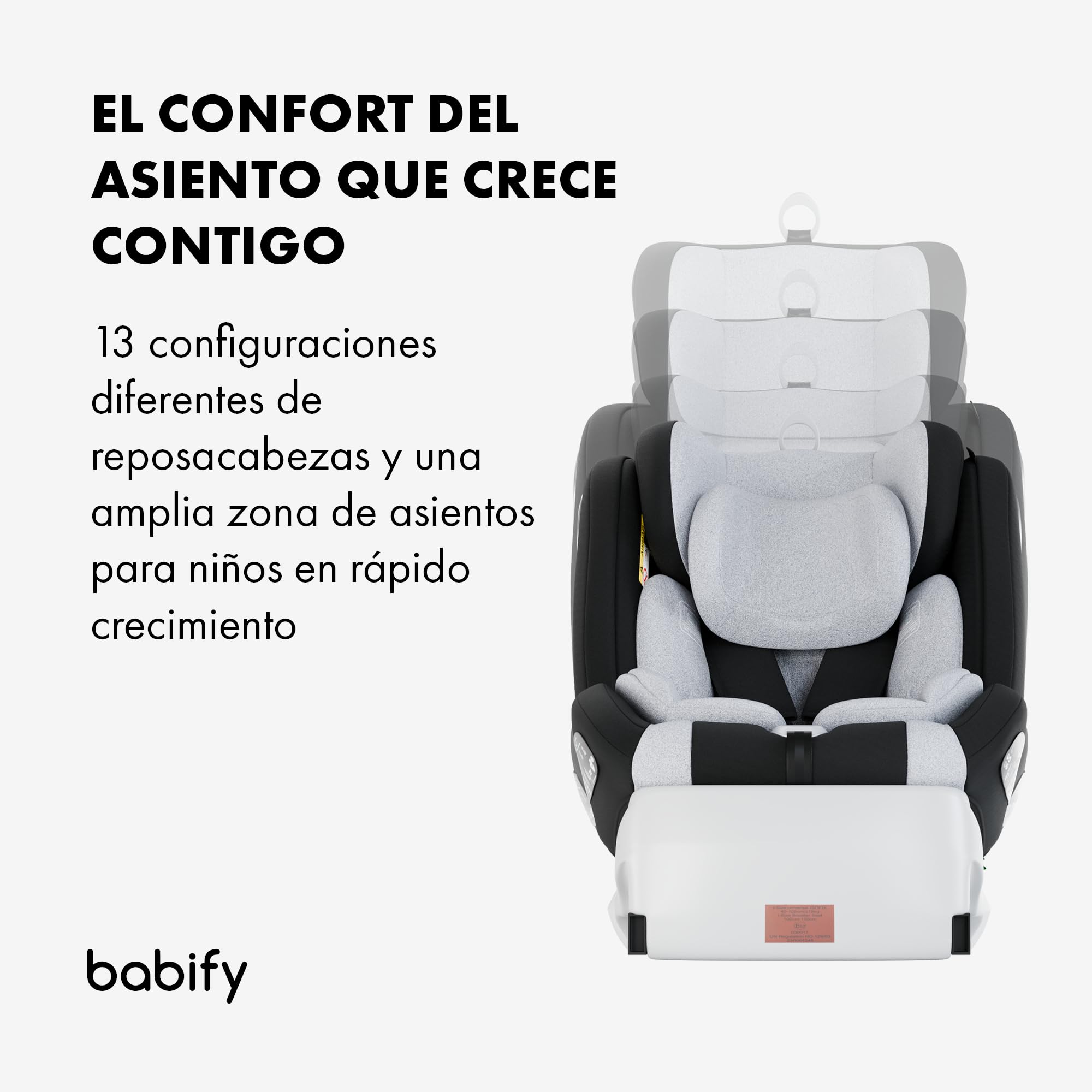 Babify Onboard Silla de Coche Isofix para Bebés y Niños, 0 Meses - 12 Años, Apta Desde 40-150 cm Ajustable 360º, Asiento Portátil y Seguro i-Size ECE R129