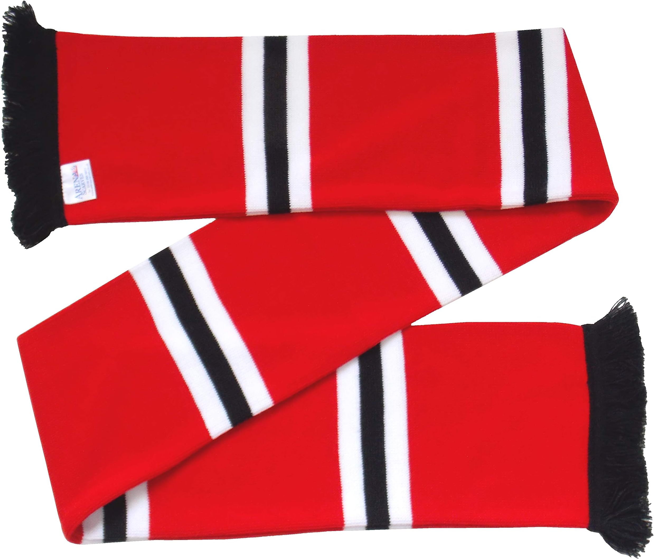 United Supporters Red, White and Black Retro Striped Scarf