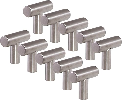 Design House 182642 Pomo en T, paquete de 10, acero inoxidable