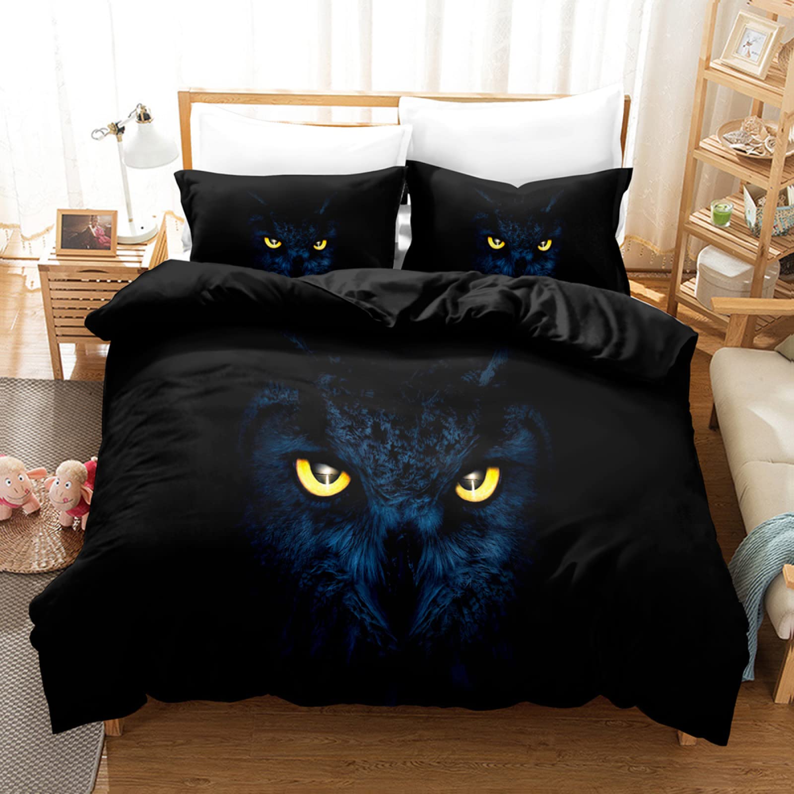 Housse couette 160x200 yeux noirs douce pour des nuits sereines et cocooning