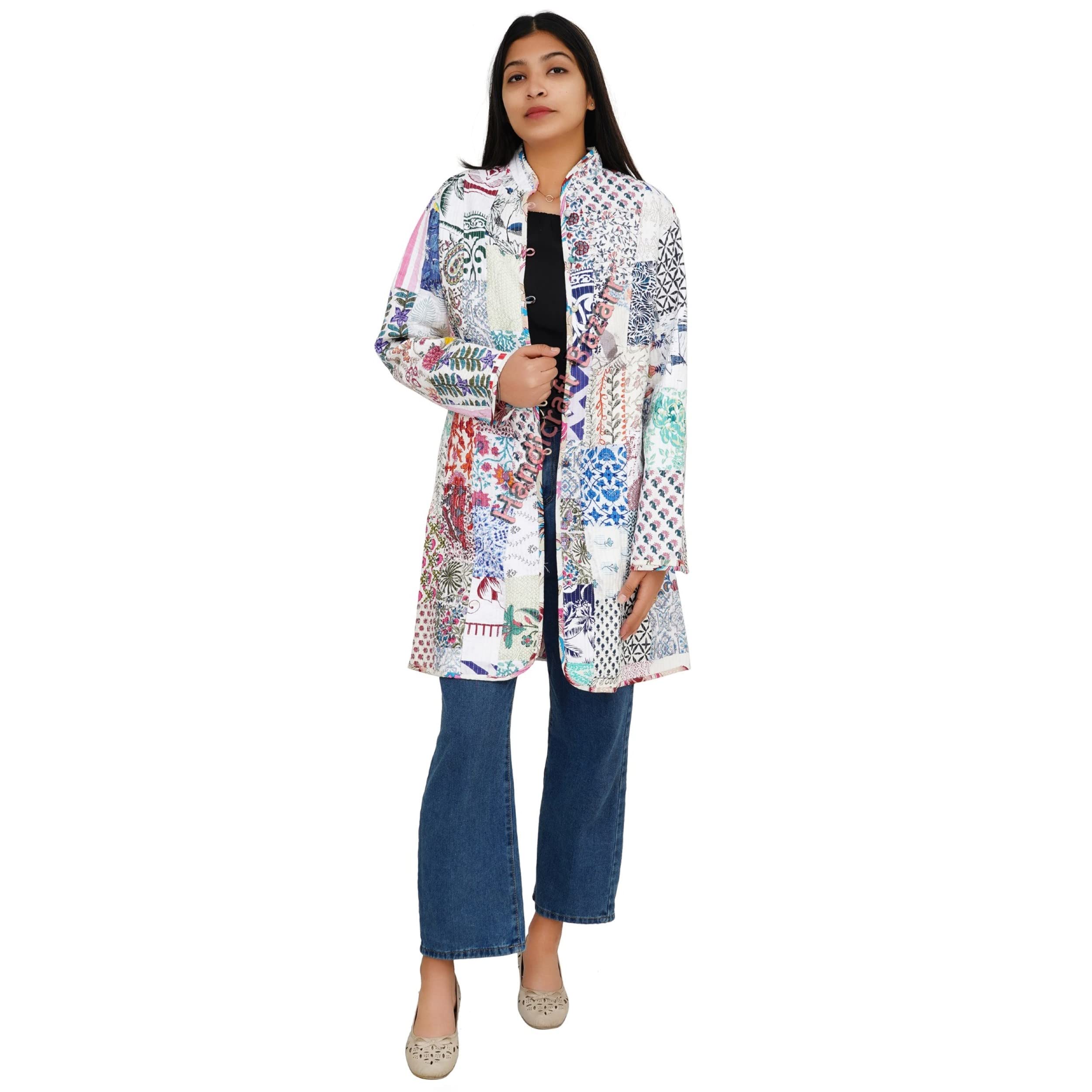 handicraft bazarr Winter Wear Coat Ethnic Blazer Casual Western Stylish Long Coat for Women & Girls-XL Multicolor-picture-0