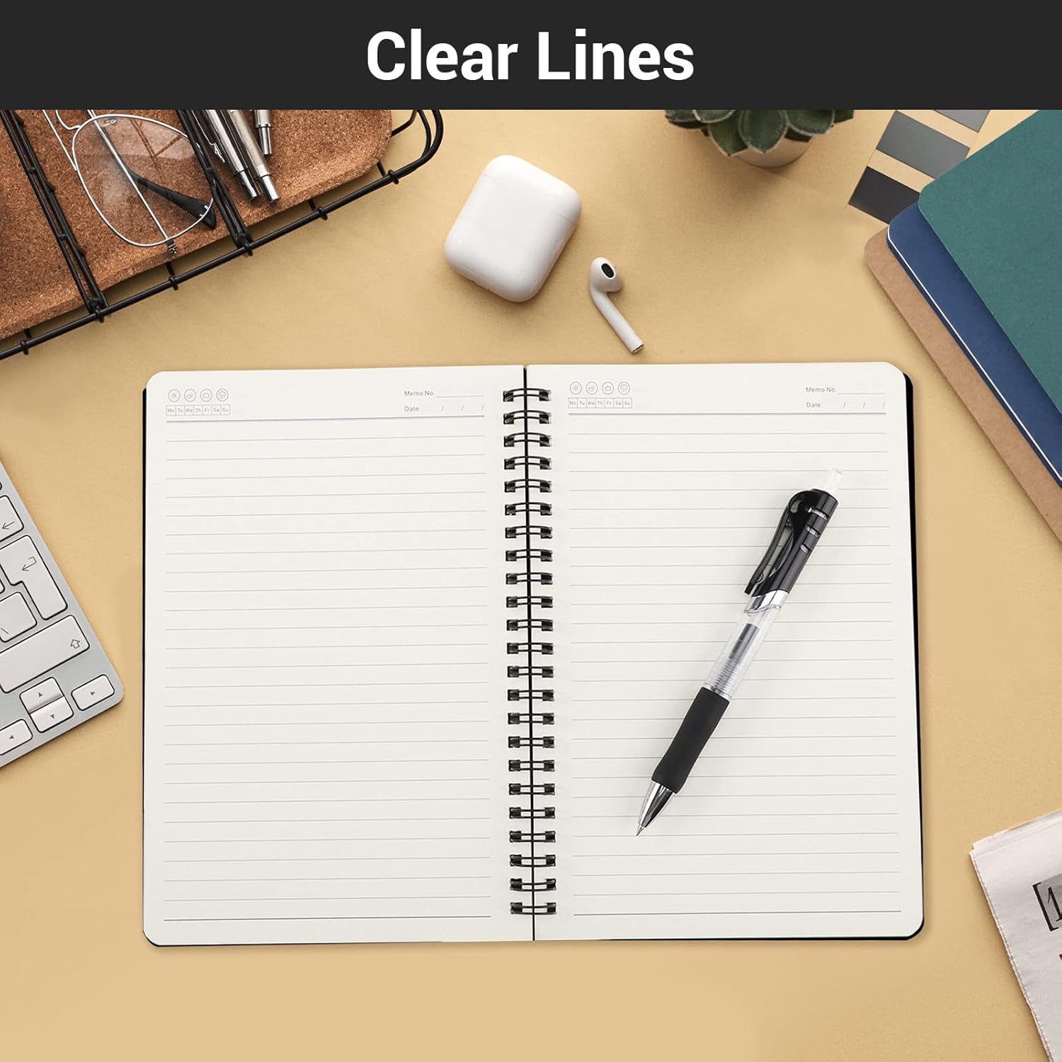 EUSOAR Spiral Ruled Notebook, A5 6 packs 5.5x8.3 120 Pages Lined Travel Writing Notebooks Journal, Memo Notepad Sketchbook, Students College Office Business Subject Diary Ruled Book Journal-6 Colors