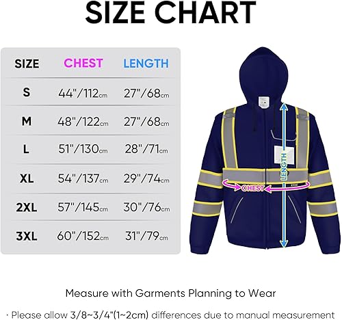 Miniatura 4 de TICONN Chaqueta con capucha de seguridad, sudadera con capucha reflectante de alta visibilidad, equipo de PPE para clima frío cumple con ANSI III