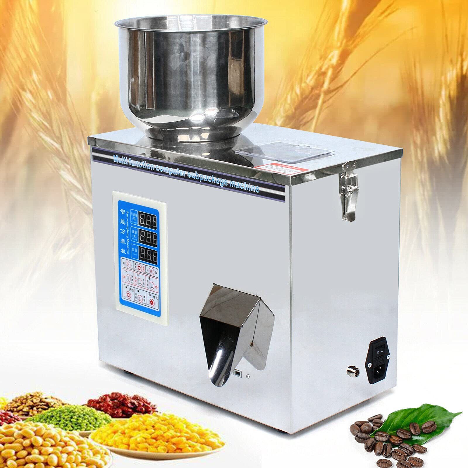 Machine de remplissage de poudre, 1-50 g, en acier inoxydable, pesée et remplissage automatiques, thé, céréales, médicaments, riz, 70 x 23 x 38 cm, moderne, industrielle