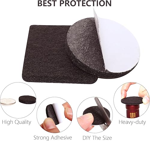 Miniatura 3 de Almohadillas de fieltro para muebles, 343 unidades, autoadhesivas, almohadillas de fieltro cortables para sillas, protectores de suelo antiarañazos