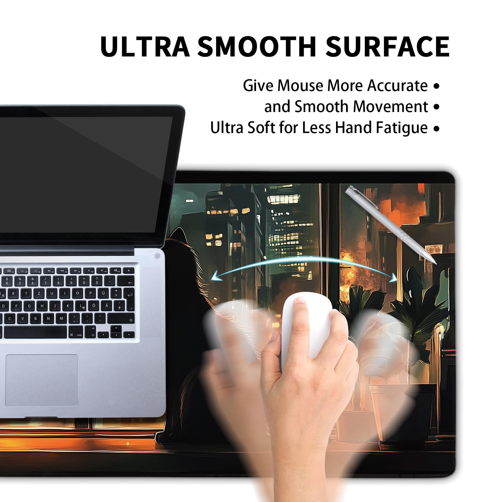 Pink Cute Bats Gaming Mouse Pad XL Pastel Purple Witchcraft Extended Big Large Desk Mat Non-Slip Rubber Base Stitched Edge Long Keyboard Mousepad for PC Computer Laptop,31.5×11.8 in: Black Cat Gaming Mouse Pad XL Anime Green Plant Night Extended Big Large Desk Mat Non-Slip Rubber Base Stitched Edge Long Keyboard Mousepad for PC Computer Laptop,31.5×11.8 in