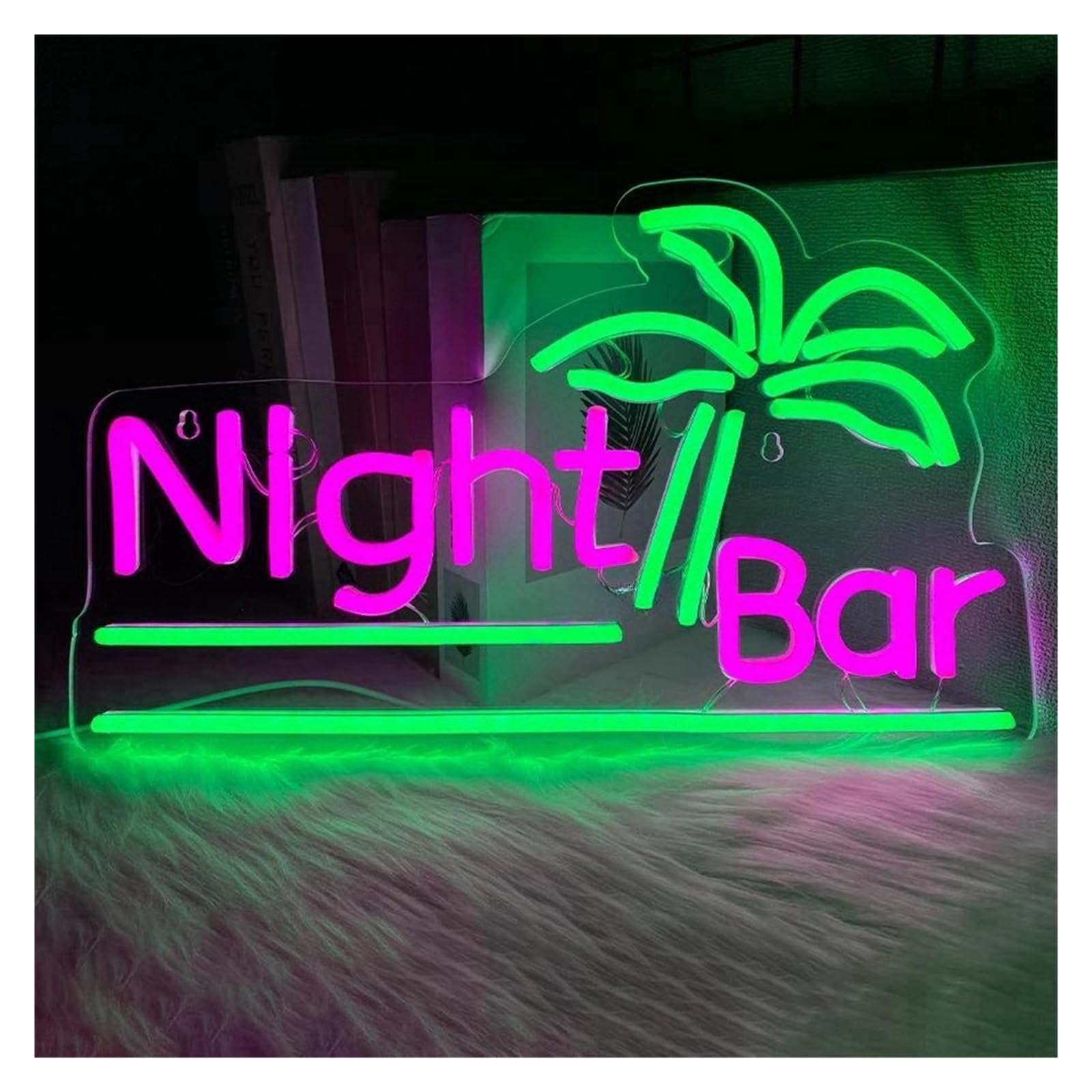 LEMST Signs Lamp Night Bar Neon Sign, Palm Tree Signs, USB Powered Beer House Business Lights Signs, Used for Pub Club Decor 24cmx40cm