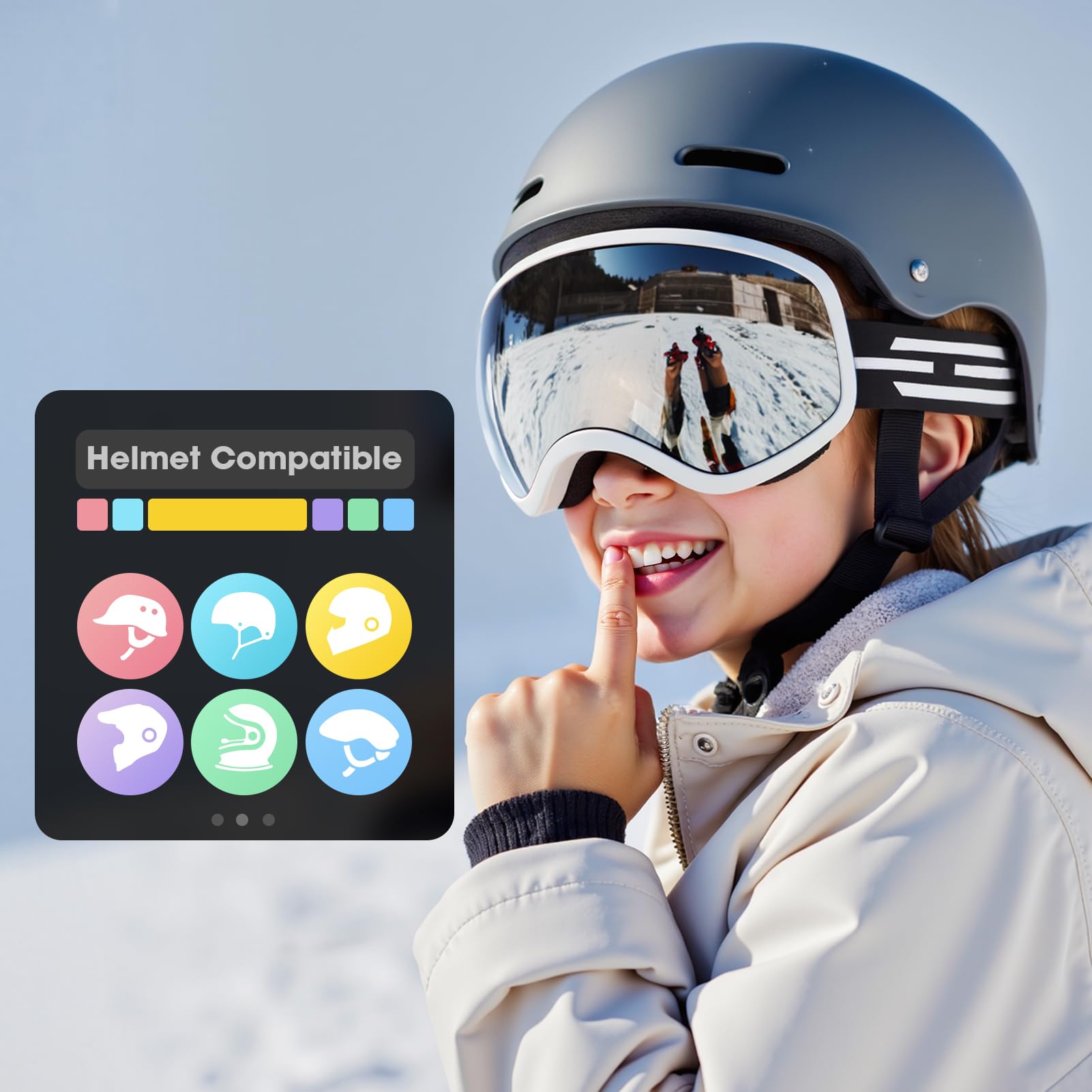 Lunettes de ski pour enfants, adolescents, garçons et filles de 5 à 14 ans