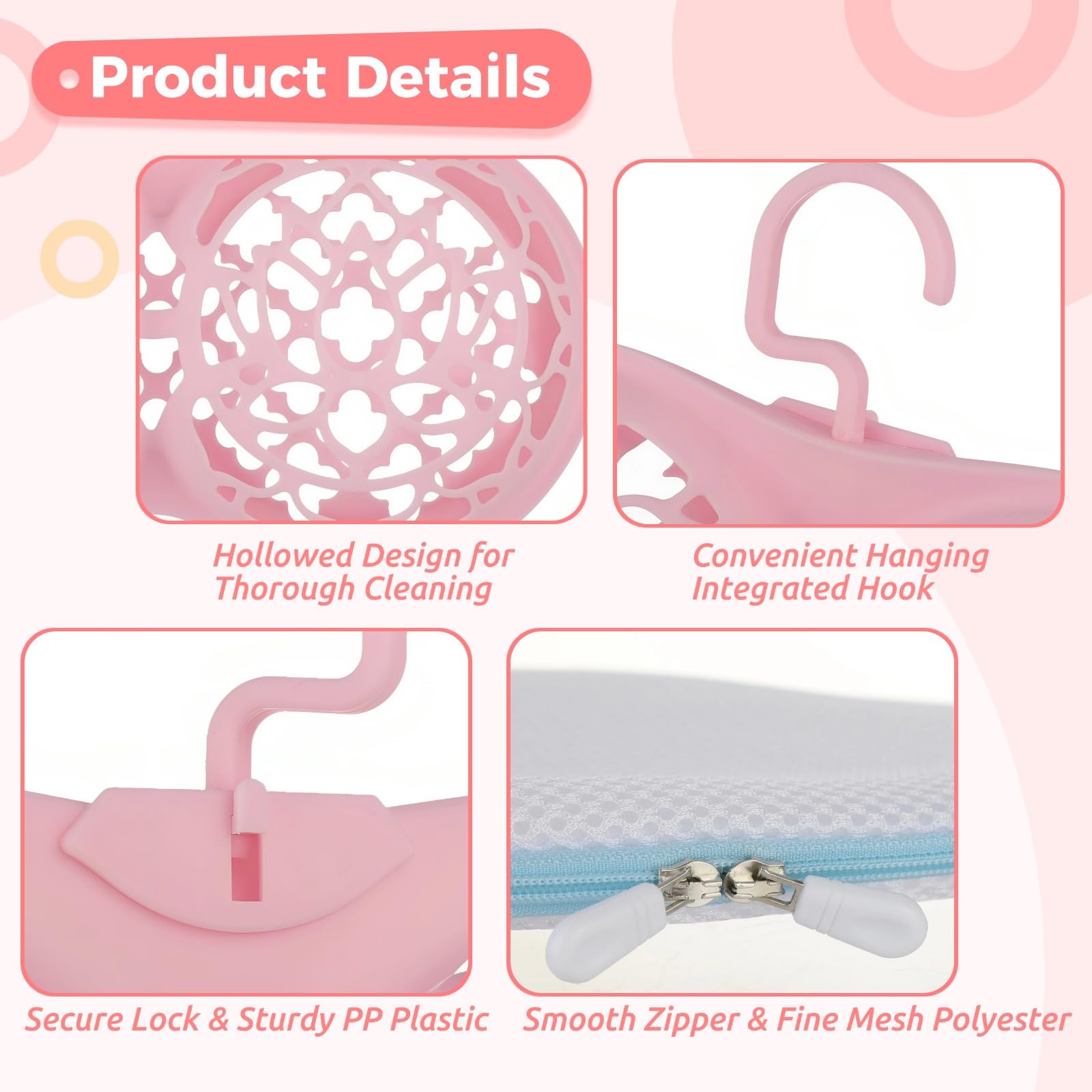 3 bolsas de lavado de brasier para lavandería, bolsas de lavandería de malla con marcos de lavado de lencería de plástico, protectores de brasier para ropa interior, calcetines y ropa delicada, ayudan
