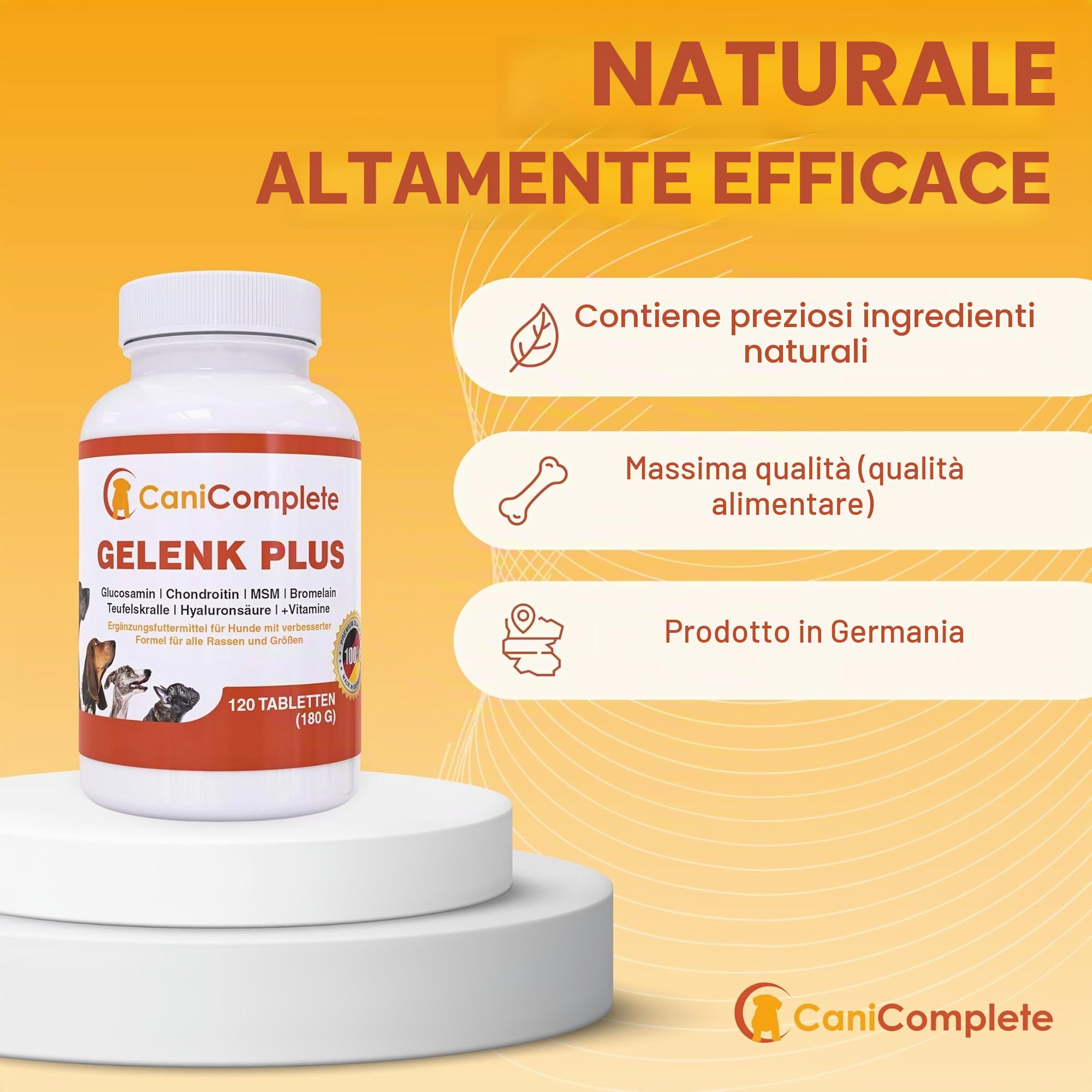 Articolazioni cane | Integratore cani CaniComplete, compresse per le articolazioni del cane con Glucosamina, Condroitina, Artiglio del Diavolo, MSM e Vitamine – supporto articolare