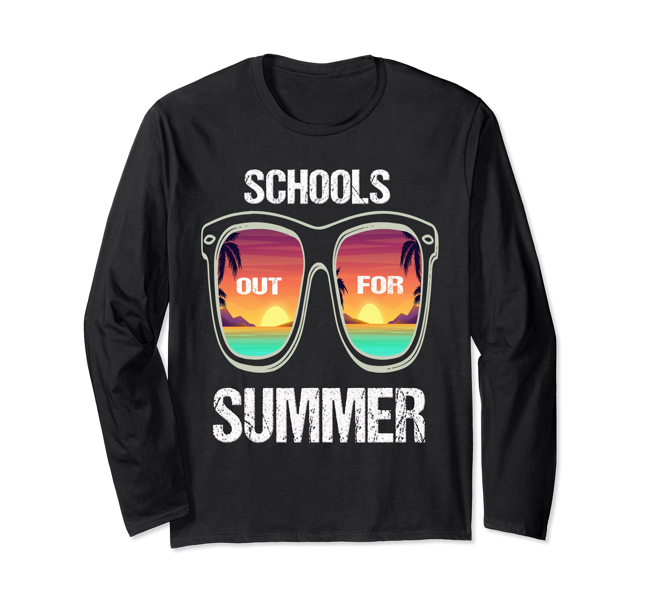 Schools Out For Summer Vintage Retro Teacher Student Long Sleeve T-Shirt, Black