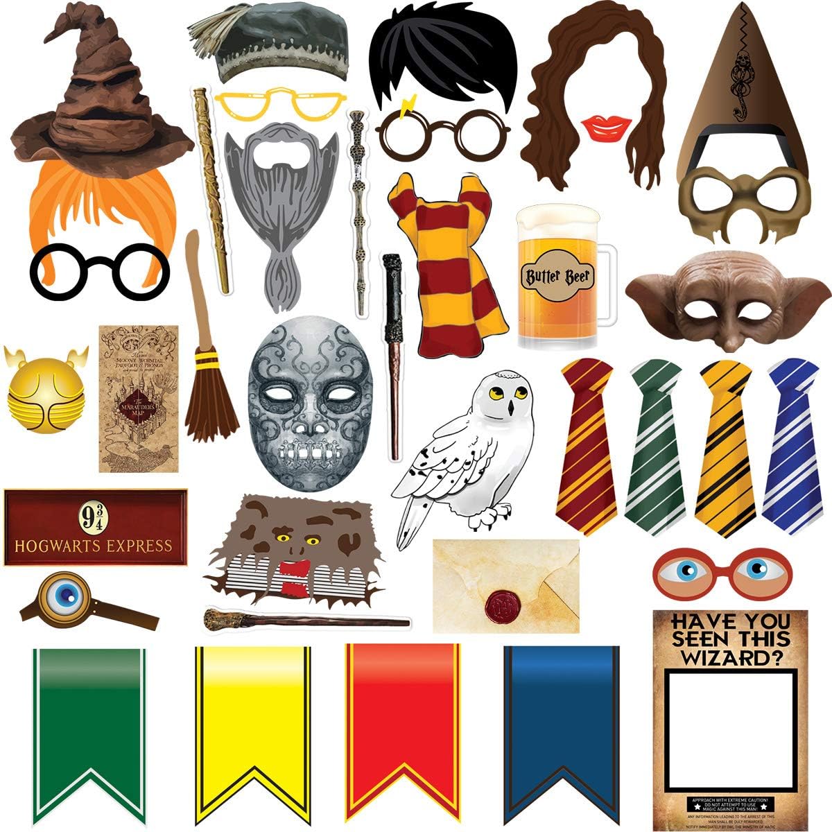TMCCE 38pcs Magical Wizard Party Photo Booth Props,Wizard Castle Party Photo Booth Props, Magical Wizard School Party Favors Supplies For Kids Children Birthday Party Decoration