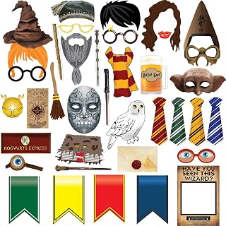 STHBLU 38pcs Magical Wizard Party Photo Booth Props,Wizard Castle Party Photo Booth Props, Magical Wizard School Party Favors Supplies For Kids Child