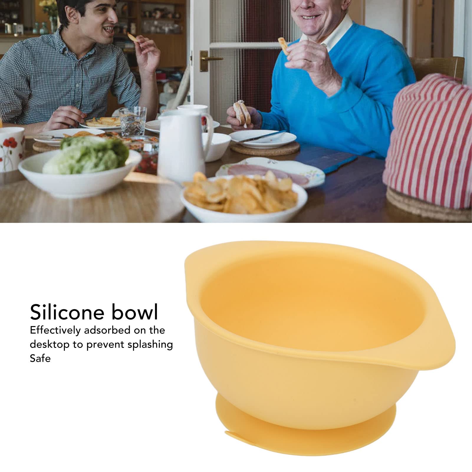 Bol en Silicone, Bol en Silicone pour Personnes âgées Résistant à la Chaleur pour Personnes Handicapées (Jaune)