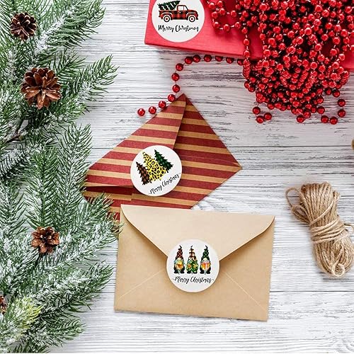Miniatura 6 de 500 calcomanías de etiquetas de Navidad, calcomanías de Feliz Navidad de 1.5 pulgadas para pequeñas empresas, árbol de Navidad enano, lindo diseño