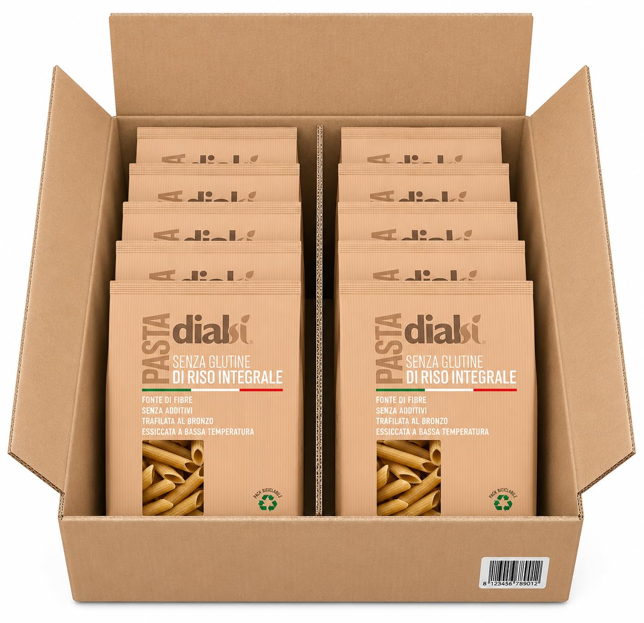 DIALSÌ, Penne, Pasta Senza Glutine di Riso Integrale, 10 Confezioni da 400g