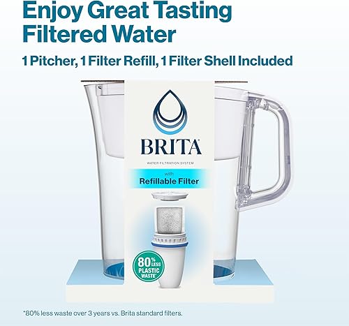Miniatura 5 de Brita Sistema de filtración de agua recargable con jarra grande de 10 tazas, Tahoe, blanco y 1 filtro recargable