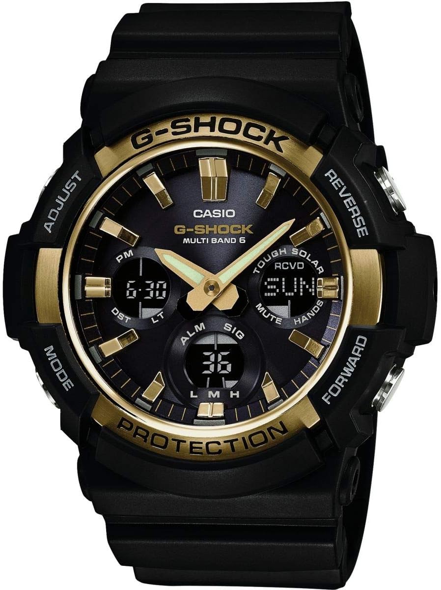 Casio Gents 52.00mm Solar Watch with Grey Analogue - Digital dial and Black Rubber Strap Strap GAW-100G-1AER