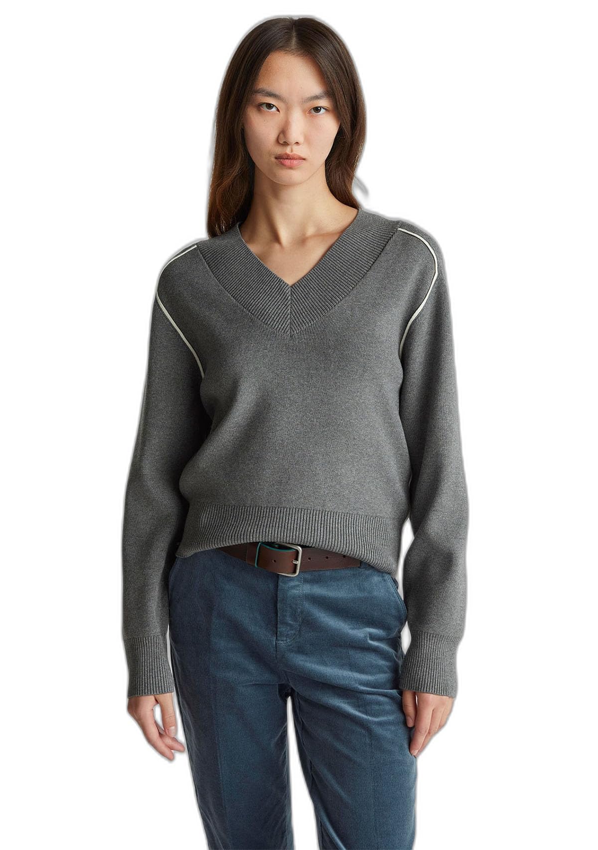 United Colors of Benetton Maglia Scollo V M/L 17q3d403j Maglione Donna (Pacco da 1)