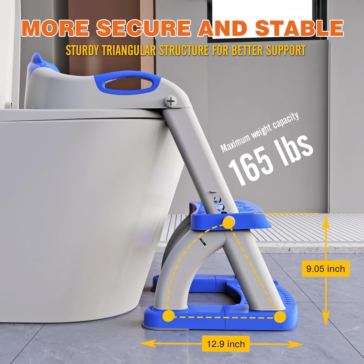 Potty Training Seat, SKYROKU Potty Training Toilet with Step Stool Ladder, for Kids Boys Girls Toddlers - Comfortable Safe Potty Seat with Anti-Slip Pads Ladder (8899+DarkBlue) - Image 5