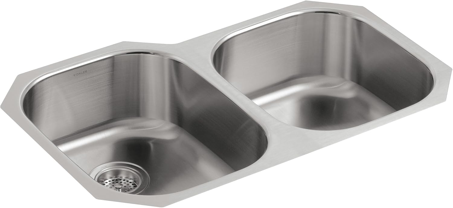 KOHLER K-3354-NA Undertone Large/Medium Undercounter Kitchen Sink, Stainless Steel