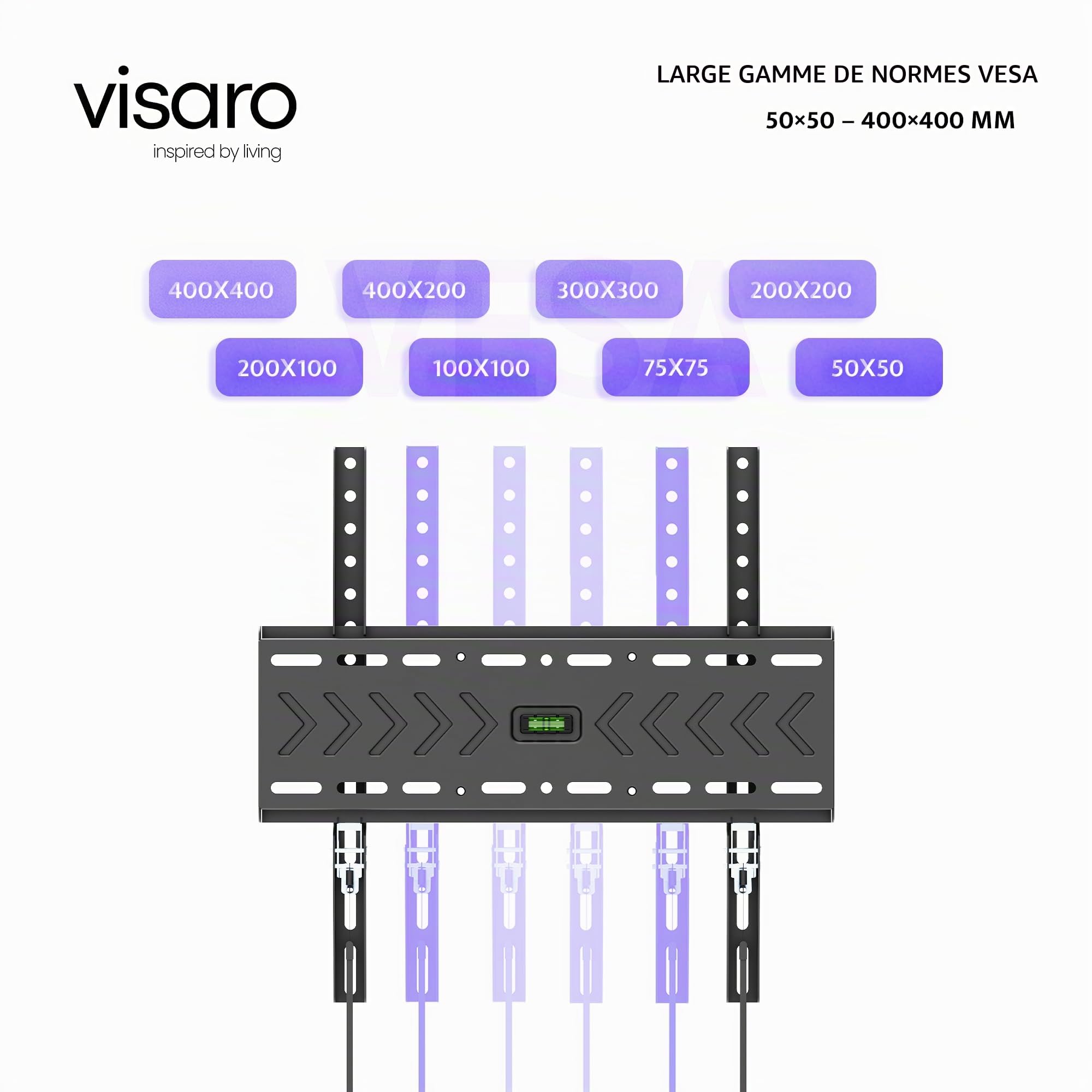 Visaro WMF75 Support TV Mural Fixe 43-75 Pouces, VESA 400x400