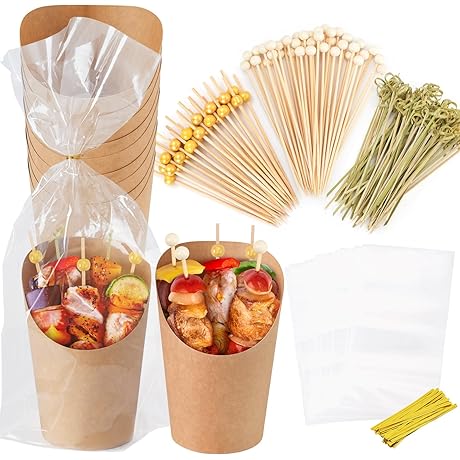 60-Count Individual 14 Oz Charcuterie Cups with Sticks for Effortless Charcuterie Presentations