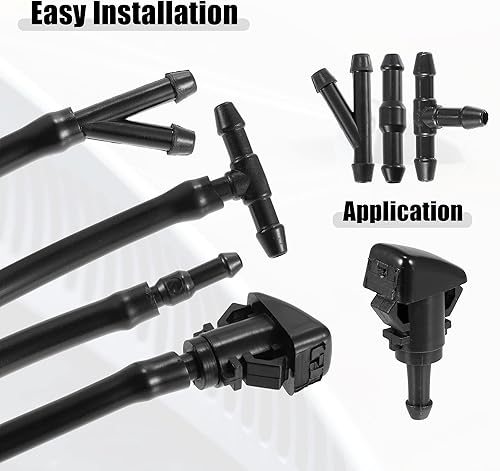 Miniatura 4 de ACROPIX Kit de boquilla de limpiaparabrisas delantero para Dodge para RAM para Dodge Charger con manguera de 118.1in, paquete de 17 unidades, color