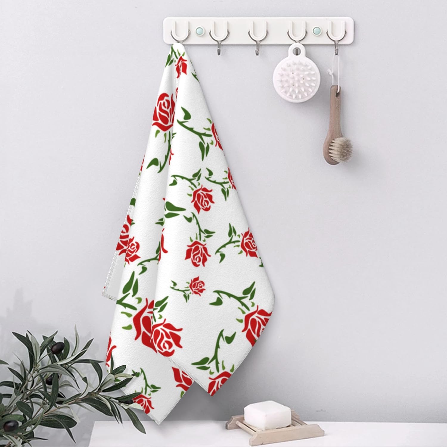 Hand Towels Set of 2 Roses Towels for Bathroom Soft Absorbent Decorative Hand Bath Towels Dish Towels for Kitchen Sports Gym Yoga Home Decor 14 x 28 in - Image 5