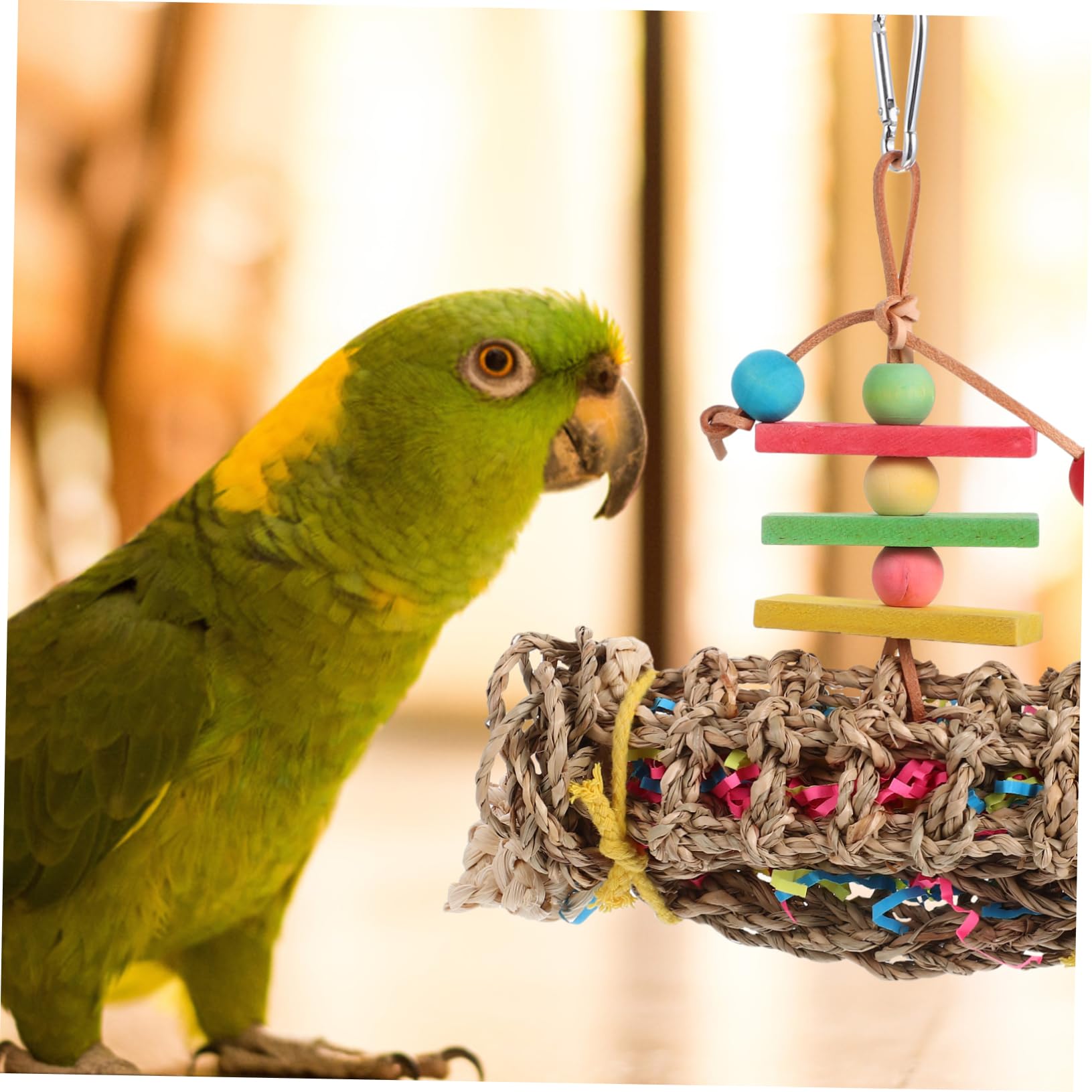 VANZACK 2pièces Parrot Toy Bois pour Oiseaux Jouet à Mâcher Suspendu pour Perroquets Et Oiseaux Accessoire De Jeu Sécurisé Et Amusant