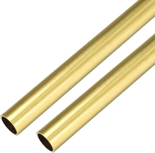 uxcell Tubo redondo de latón de 11.811 in de longitud de 0.433 in de diámetro exterior de 0.020 in de espesor de pared Tubo recto sin costura