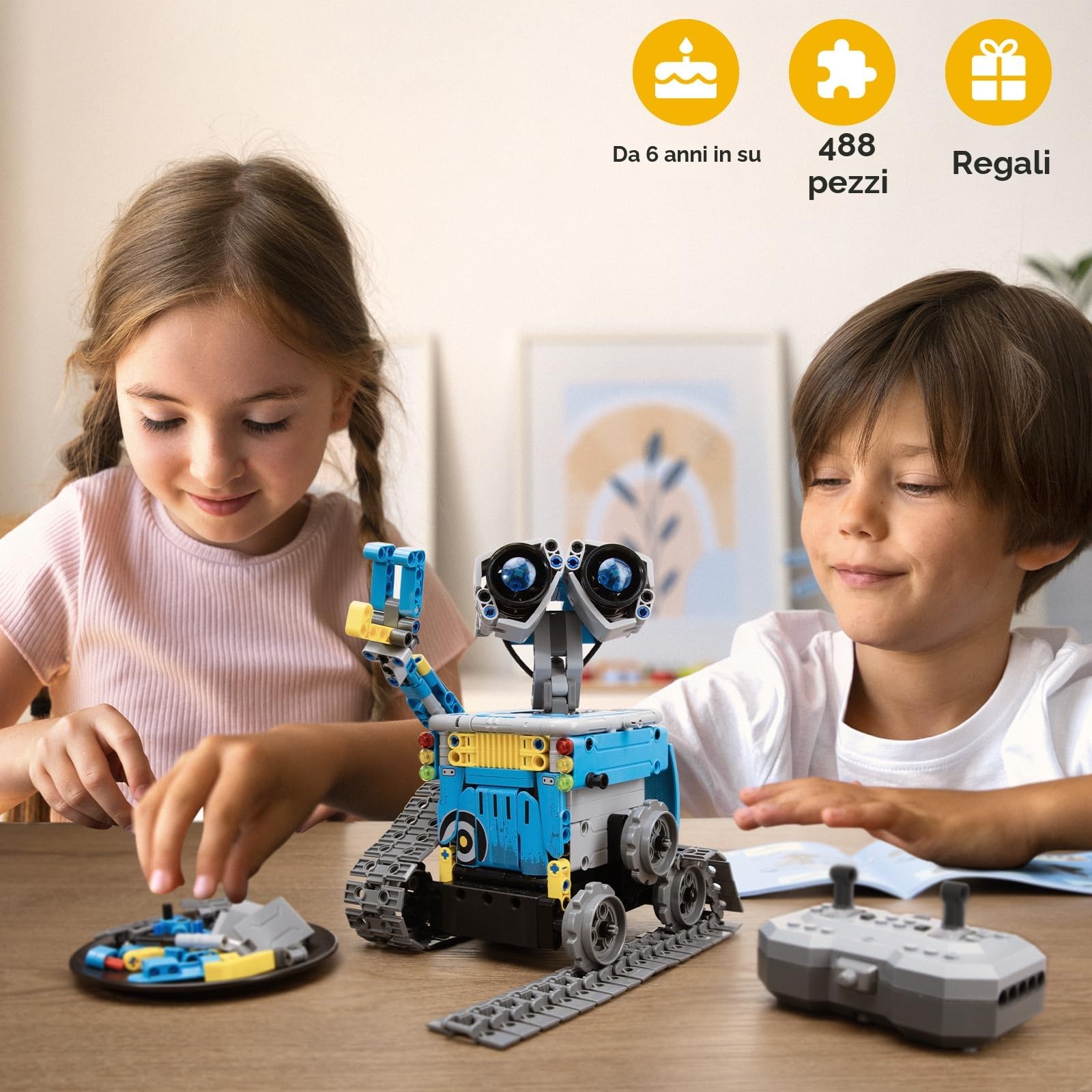 VEPOWER Technic Robot Telecomandati per Bambini,5 in 1 STEM RC Giocattoli da Costruzione con app programmabile, Regalo Educativo per Ragazzi e Ragazze Dagli 6 ai 12 anni (488 pezzi)