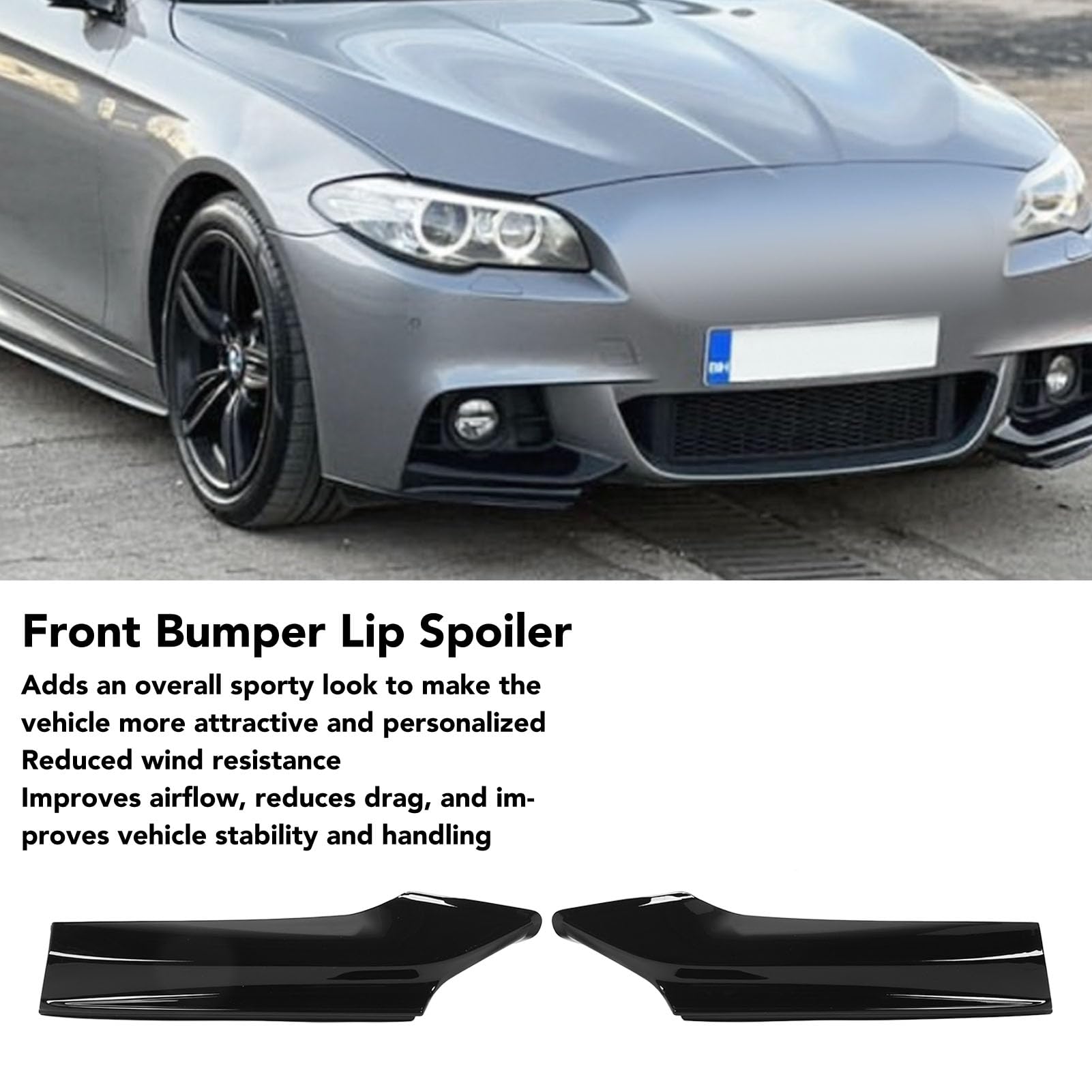 Spoiler przedniego zderzaka zmniejsza opór powietrza w modelach M Sport 2010–2016 (Bright Black)