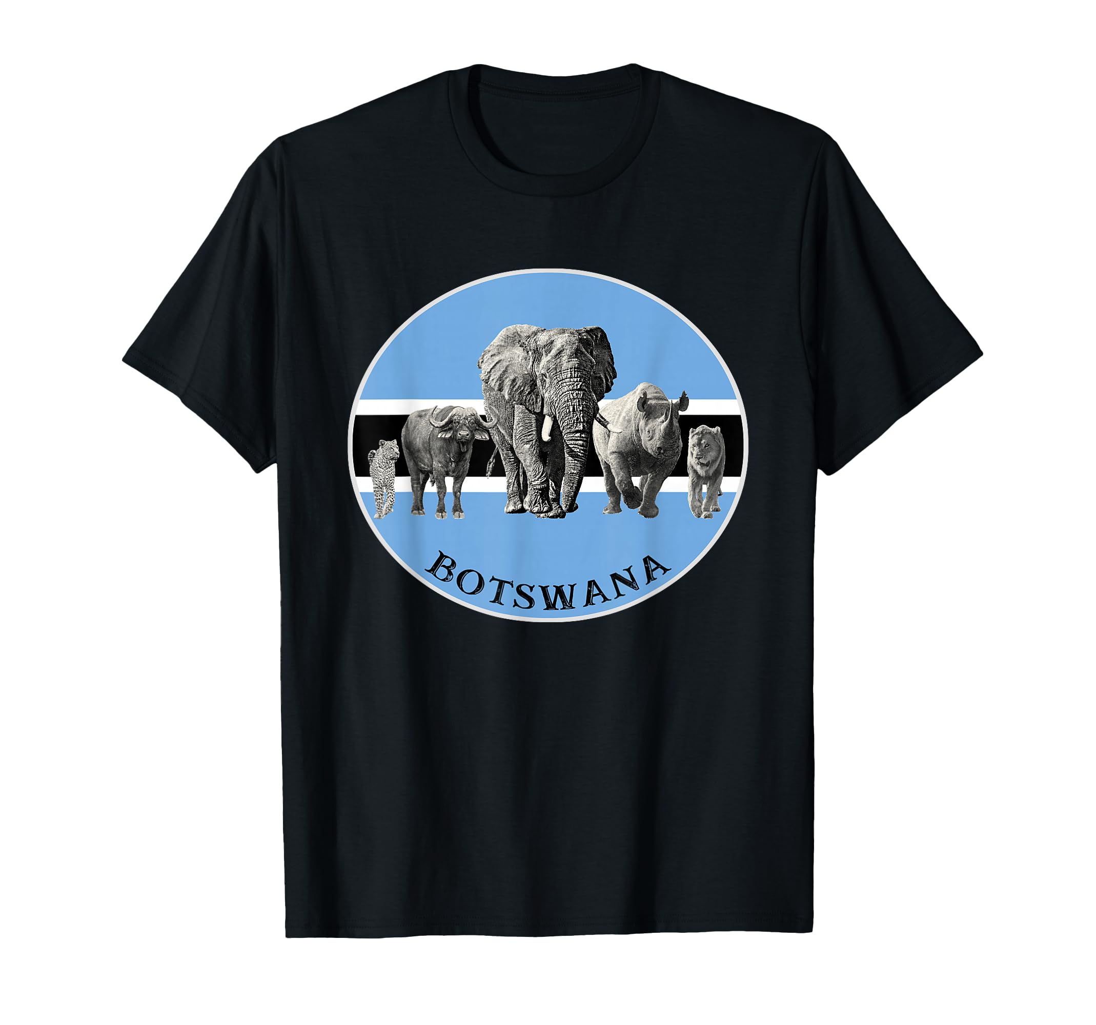 Proudly Botswana Big 5 on Botswana Flag for Wildlife Fans T-Shirt