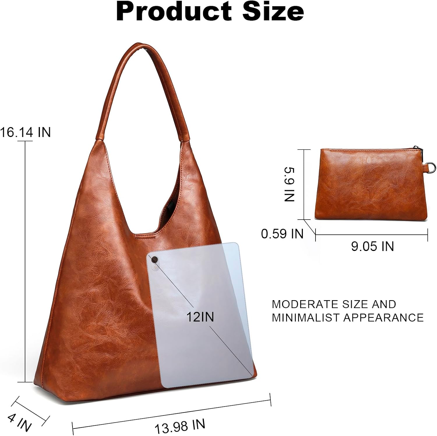 Hobo Bags for Women Retro Vegan Leather Slouchy Tote Shoulder Purses Handbag with A Small Purse - Image 6