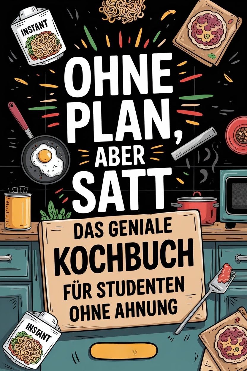 Ohne Plan, aber satt - Das geniale Kochbuch für Studenten ohne Ahnung : 100 Rezepte unter 5€, die jeder hinbekommt – auch ohne Kocherfahrung, Zeit oder Geld (German Edition)      Kindle Edition