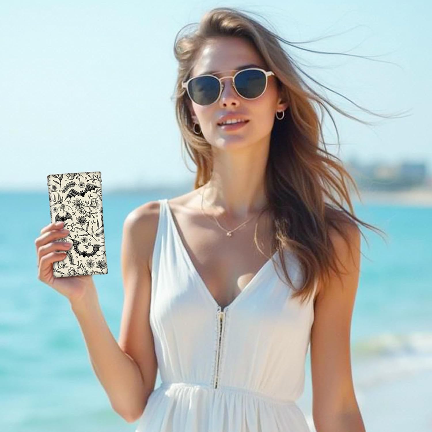 Soft Sunglasses Eyeglass Glasses Case,7x3.5inch Portable PU Leather Squeeze Top Holder Bag Pouch for Women Men - Image 7