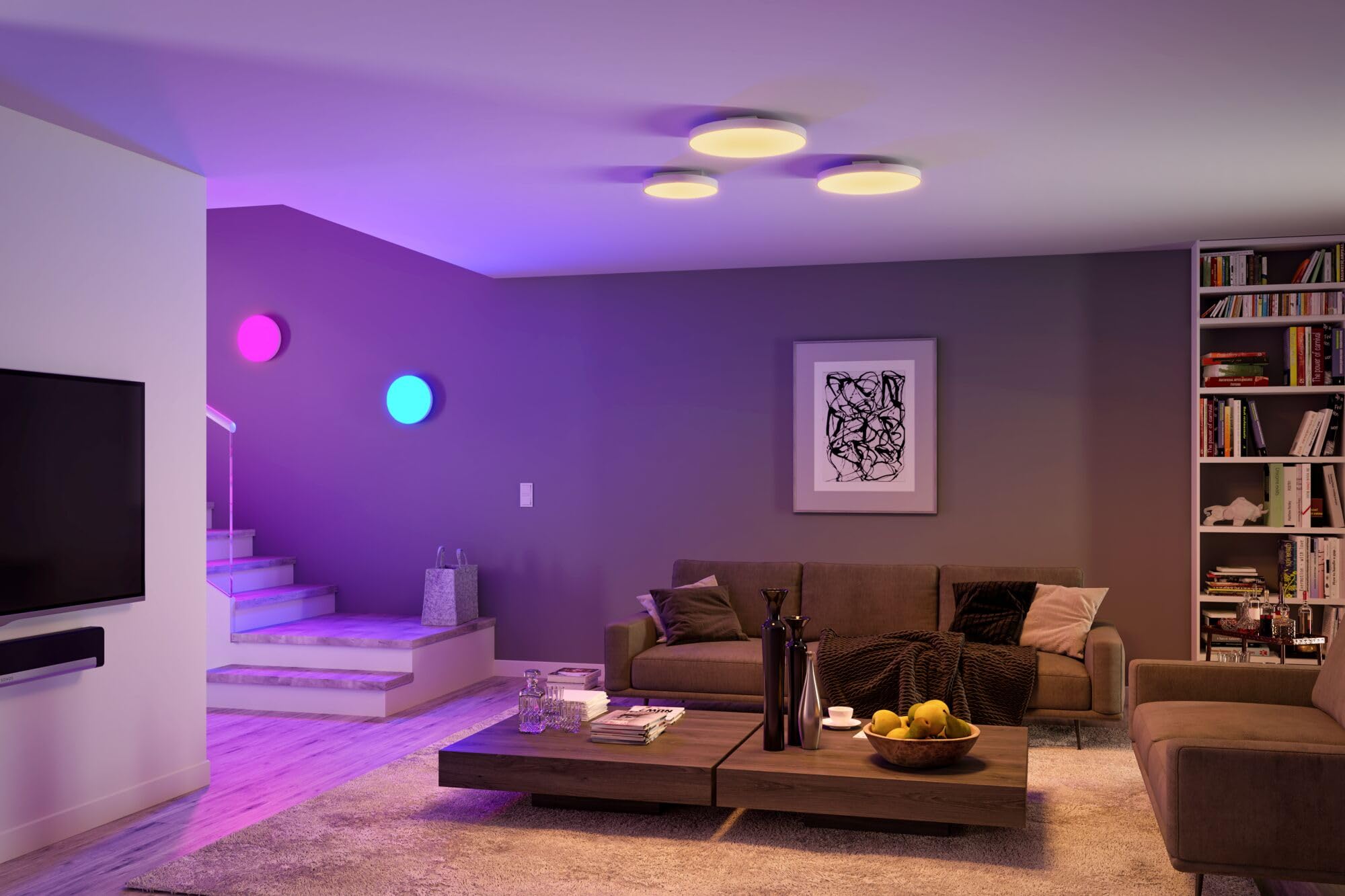 Paulmann 79899 panel LED Velora Smart Home Zigbee 600 mm okrągły, w zest. 1x16,5 W ściemniany, sterowanie kolorami RGBW, oprawa sufitowa 3000 K