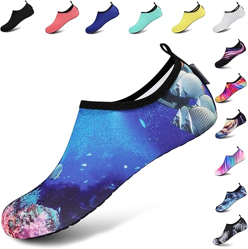 VIFUUR Zapatos para Deportes Acuáticos, de Secado Rápido, sin Cordones, Tipo Medias, para Hombres y Mujeres