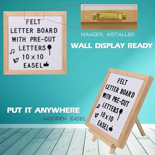 Miniatura 2 de Tablero de letras de fieltro blanco de 10 x 10 pulgadas + letras negras precortadas de 374 34 pulgadas. Tablero de letras cambiable con caballete de