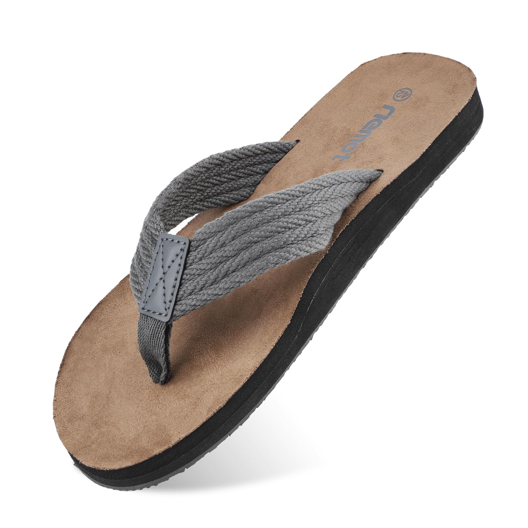 riemot Herren Flip Flops Sommer Zehentrenner Weich Badelatschen Strandschuhe mit Arch Support Sandalen Rutschfest Hausschuhe Pantoletten Gr.42-47