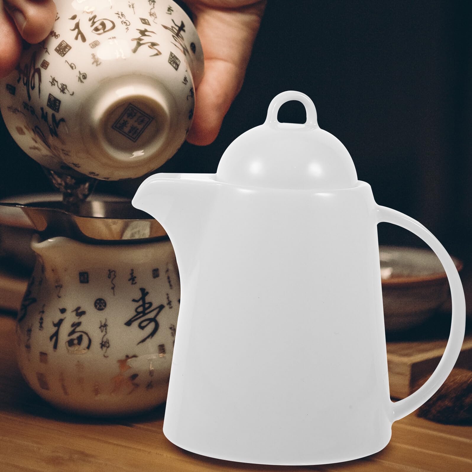 Keramik Wasserkrug mit Griff, 850ml, Weiß, Klassisch Retro | Große Öffnung, Leicht Auszugießen, nicht Leicht zu Splitten, Einfach zu Reinigen