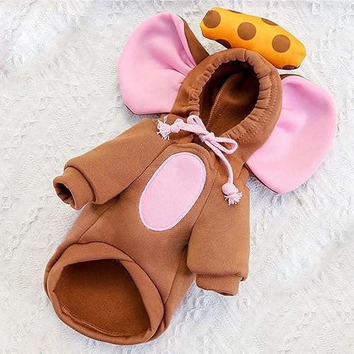 Miniatura 4 de SEIS Sudaderas con capucha para perro con orejas grandes, diseño de queso lindo y cálido para mascotas, ropa de gato para perros pequeños y