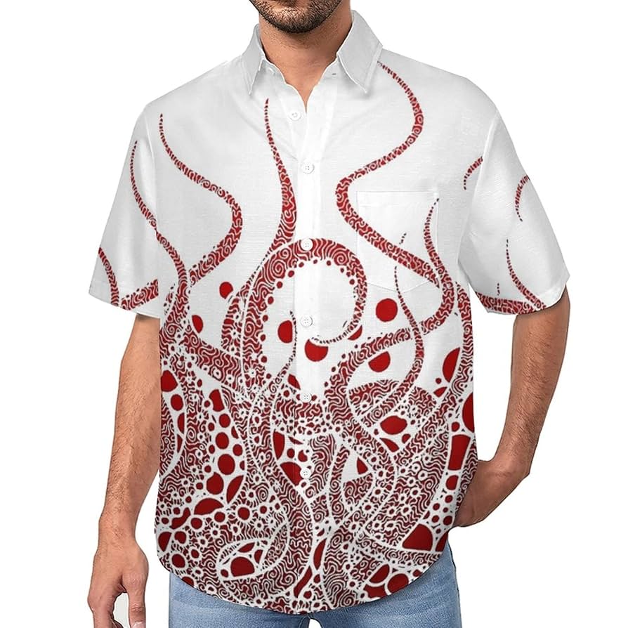 Hidetaka Tada　ラコステ リネンシャツ オレンジ Amazon.co.jp: シャツ アロハシャツ メンズ 半袖シャツ タコ 蛸