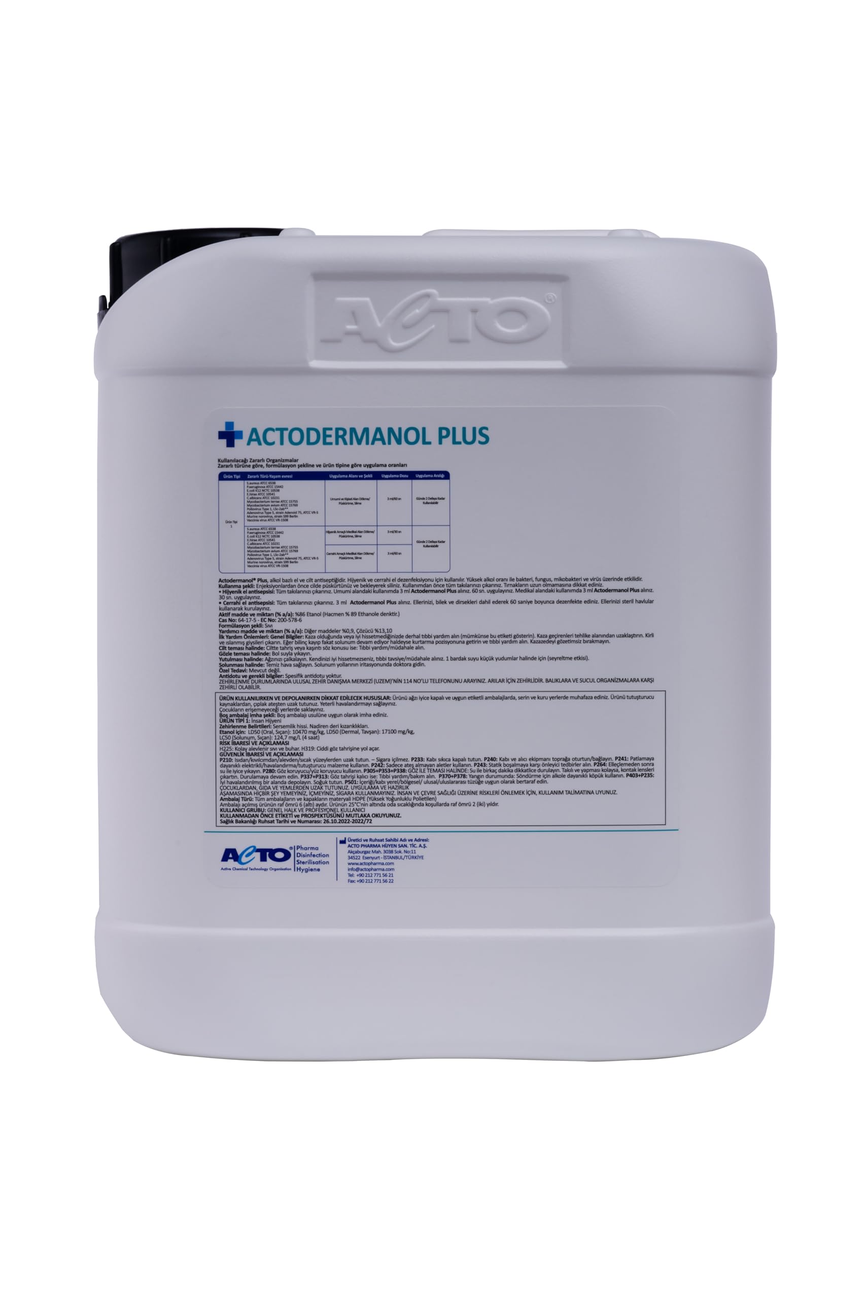 ACTODERMANOL® PLUS 1L – El ve Cilt Antiseptiği |%89 Etanol (v/v) İçerikli Hızlı Etkili Dezenfektan | Zararlı Mikroorganizmalara Karşı Etkin Koruma | Cilt Dostu, Hızlı Kuruyan Formül