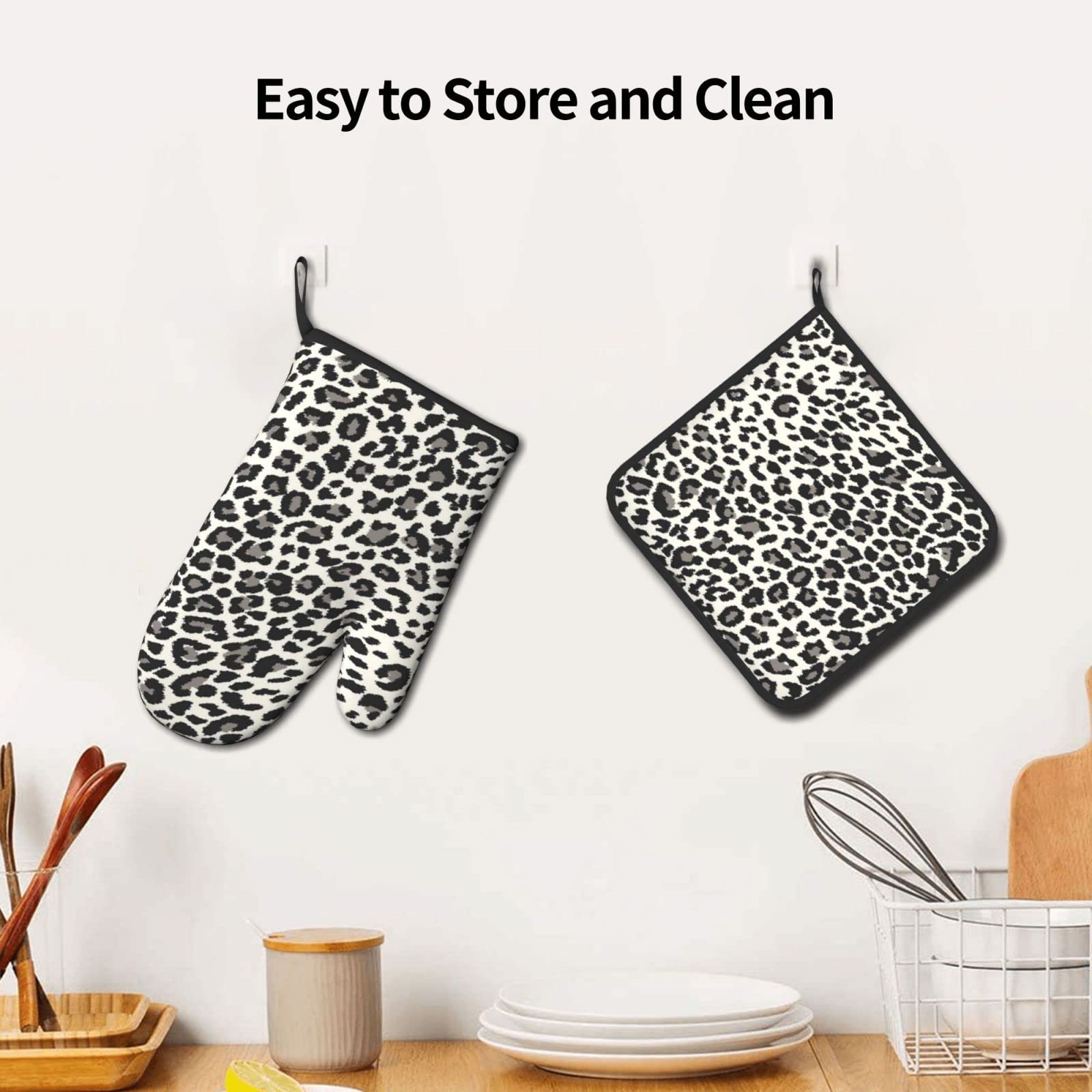 Ofenhandschuhe & Topflappen Leopardenmuster - Hitzebeständig & Rutschfest 2er Set