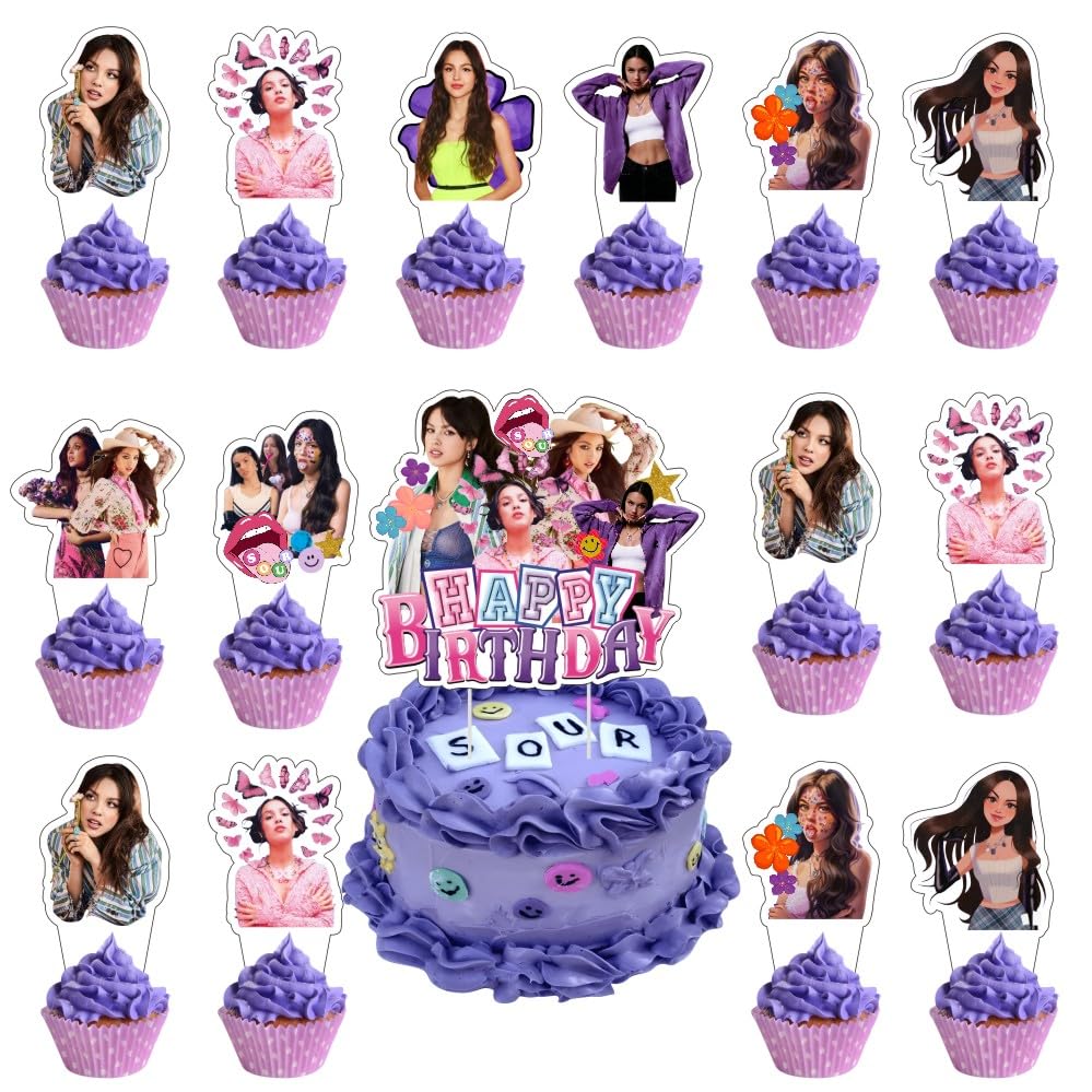 25 Pcs Olivia Singer Cake Topper and Cupcake Toppers Set Birthday Party Supplies for Birthday Decorations