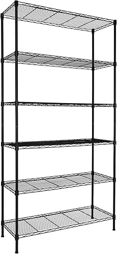 REGILLER Estante de almacenamiento de metal de 6 alambres, estantes ajustables, estantes de almacenamiento de pie para lavandería, baño, cocina,