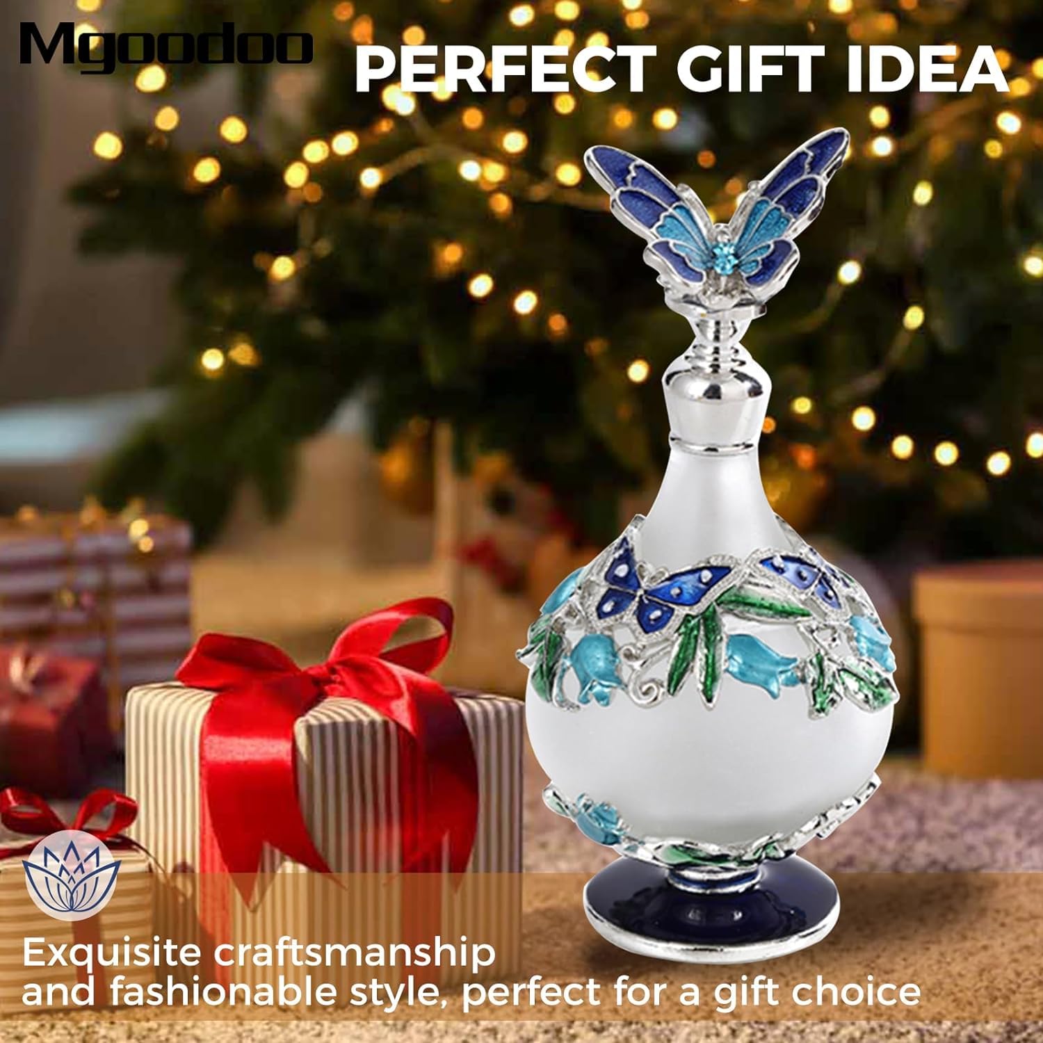 Mgoodoo Vintage-Parfümflasche Mit Schmetterling & Blume – 25 Ml, Dekorativ, Nachfüllbar, Perfekt Als Geschenk
