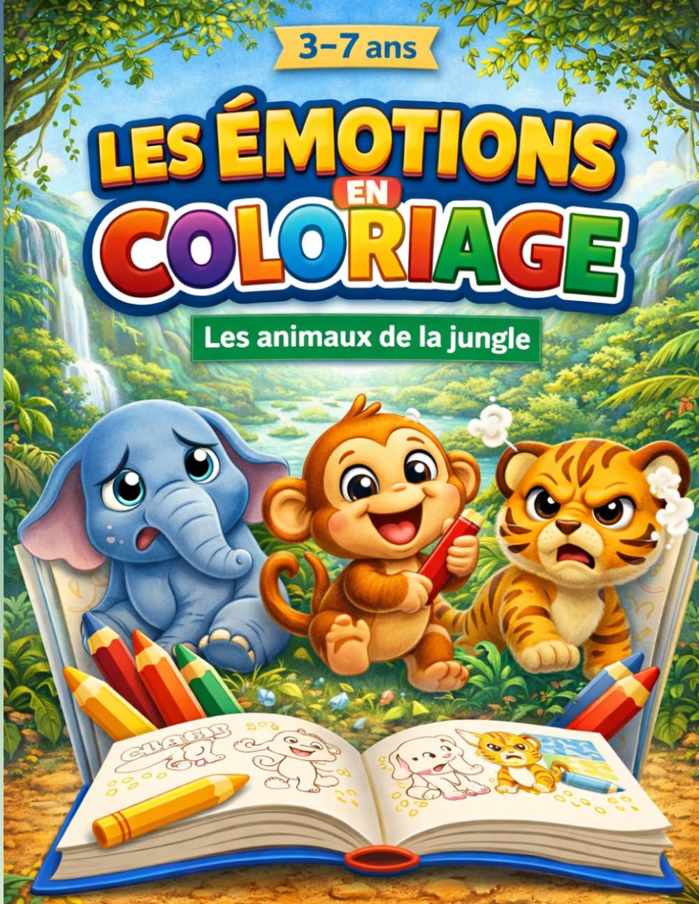 Les émotions en coloriage : Les animaux de la jungle: Un cahier de coloriage pour accompagner les enfants dans la découverte de leurs émotions